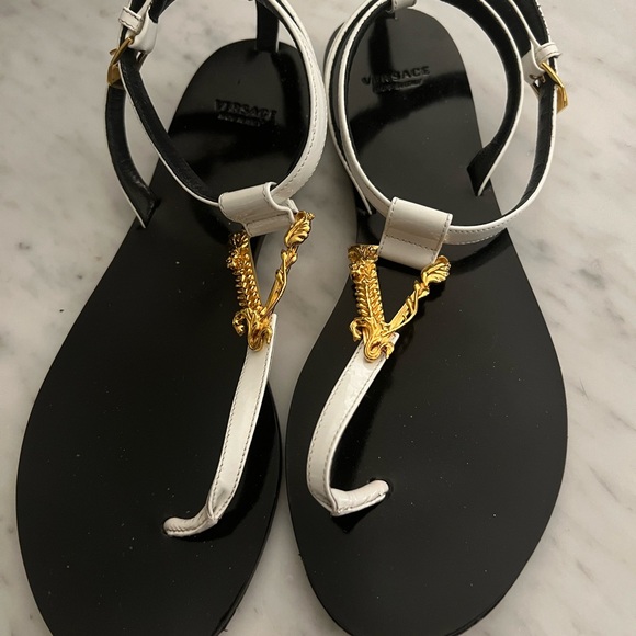 Versace Virtus White Sandals - Picture 1 of 2
